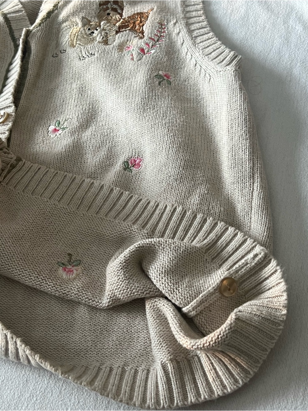 Vintage Tabi Cottagecore Embroidered Dog Cotton Sweater Vest M - Picture 9 of 12